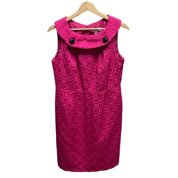 Pink Sleeveless Textured Dress With Button Detail By Dressbarn - Picture 2 of 7